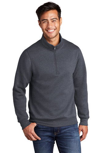 Port & Company Core Fleece 1/4-Zip Pullover Sweatshirt PC78Q Heather Navy