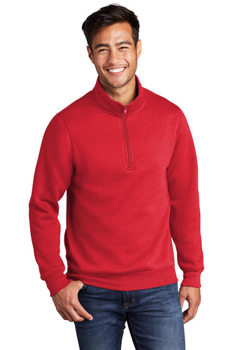 Port & Company Core Fleece 1/4-Zip Pullover Sweatshirt PC78Q Red
