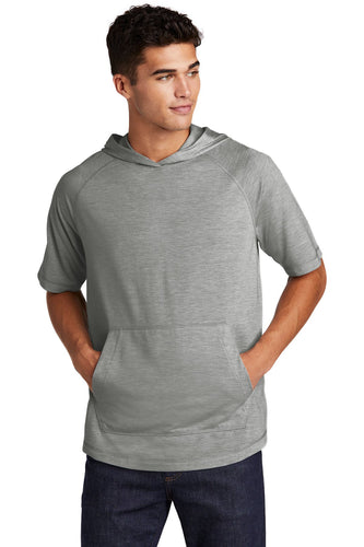 Sport-Tek PosiCharge Tri-Blend Wicking Short Sleeve Hoodie ST404 Light Grey Heather