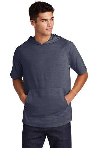Sport-Tek PosiCharge Tri-Blend Wicking Short Sleeve Hoodie ST404 True Navy Heather