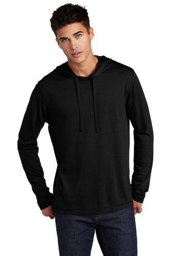 Sport-Tek PosiCharge Tri-Blend Wicking Long Sleeve Hoodie ST406 Black Triad Solid