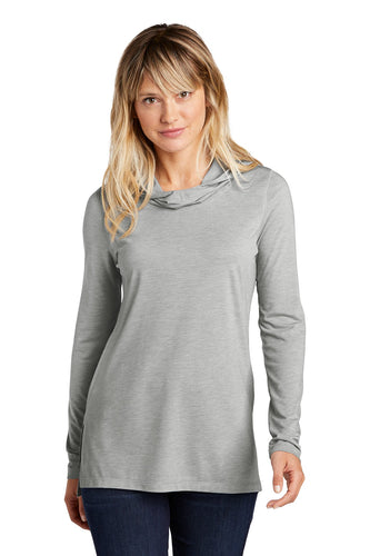 Sport-Tek Ladies PosiCharge Tri-Blend Wicking Long Sleeve Hoodie LST406 Light Grey Heather