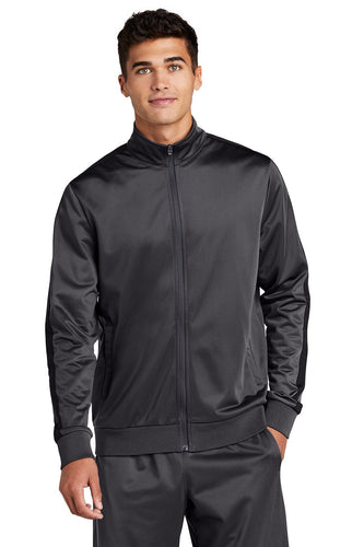 Sport-Tek Tricot Track Jacket JST94 Graphite Grey/ Black