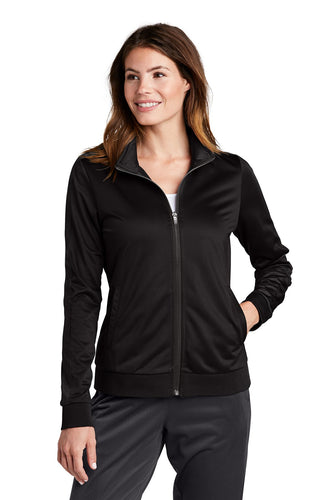 Sport-Tek Ladies Tricot Track Jacket LST94 Black/ Black