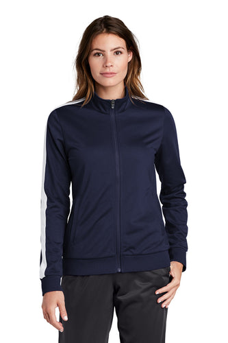 Sport-Tek Ladies Tricot Track Jacket LST94 True Navy/ White