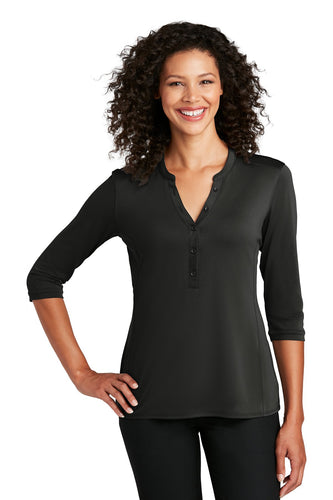 Port Authority Ladies UV Choice Pique Henley LK750 Black