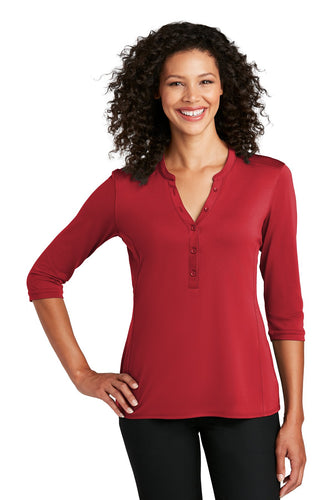 Port Authority Ladies UV Choice Pique Henley LK750 Rich Red