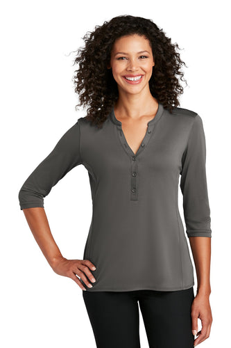Port Authority Ladies UV Choice Pique Henley LK750 Sterling Grey