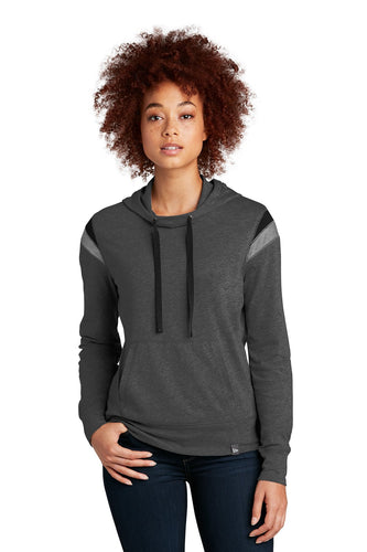 New Era Ladies Heritage Blend Varsity Hoodie LNEA108 Black Heather/ Black/ Shadow Grey Heather