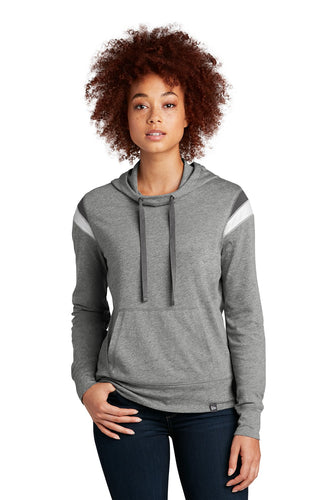 New Era Ladies Heritage Blend Varsity Hoodie LNEA108 Shadow Grey Heather/ Graphite/ White