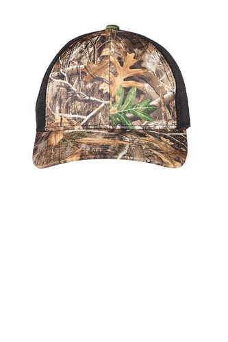 port authority performance camouflage mesh back snapback cap c892 realtree edge/black
