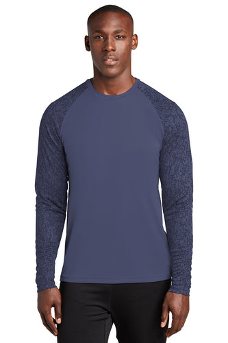 sport-tek long sleeve digi camo tee st460ls true navy