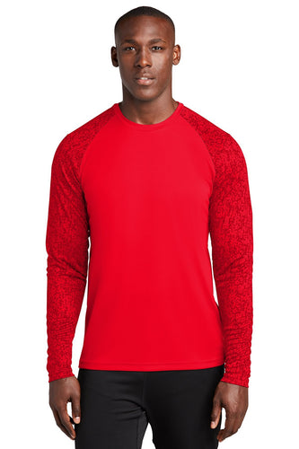 sport-tek long sleeve digi camo tee st460ls true red