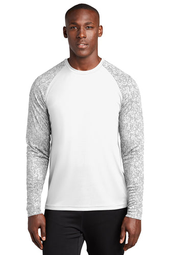 sport-tek long sleeve digi camo tee st460ls white