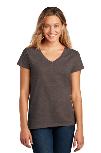district women re-tee v-neck dt8001 deep brownheather