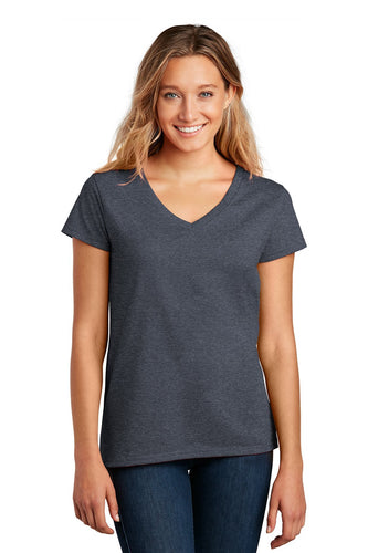 district women re-tee v-neck dt8001 heathered navy