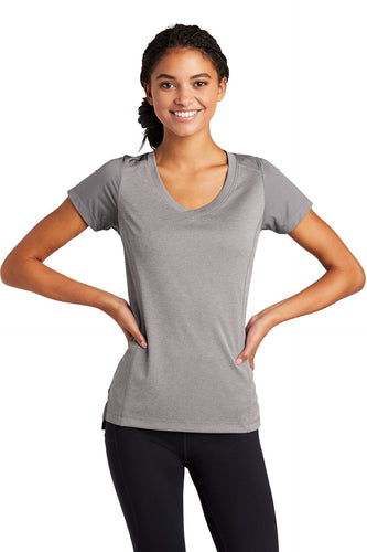 sport-tek ladies endeavor tee lst465 light greyheather/ light grey