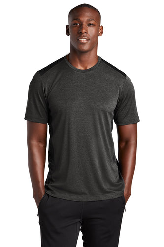 sport-tek endeavor tee st465 black heather/black