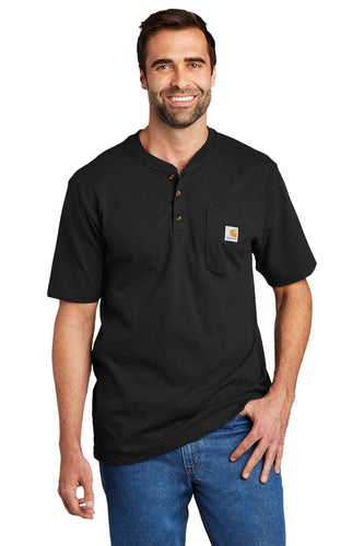 Carhartt Short Sleeve Henley T-Shirt CTK84 Black custom embroidery polo shirts