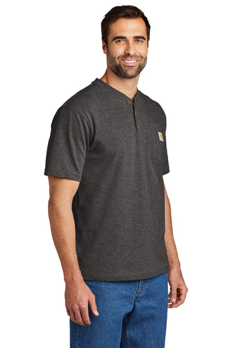 Carhartt Short Sleeve Henley T-Shirt CTK84 Carbon Heather polo shirts with logo embroidery
