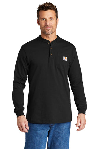 Carhartt Long Sleeve Henley T-Shirt CTK128 Black custom dri fit polo shirts