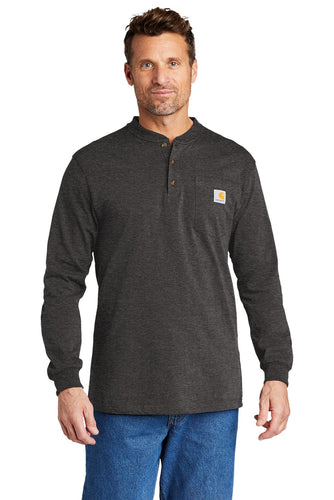 Carhartt Long Sleeve Henley T-Shirt CTK128 Carbon Heather custom design polo shirts