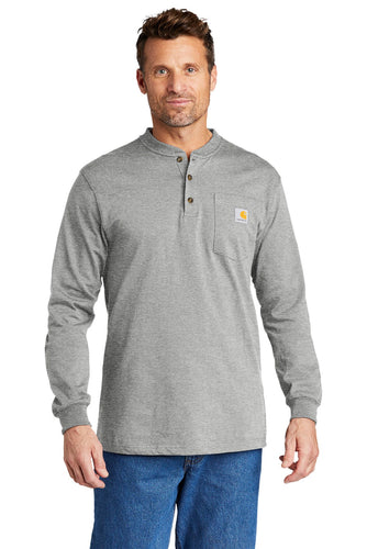 Carhartt Long Sleeve Henley T-Shirt CTK128 Heather Grey polo shirts with logos