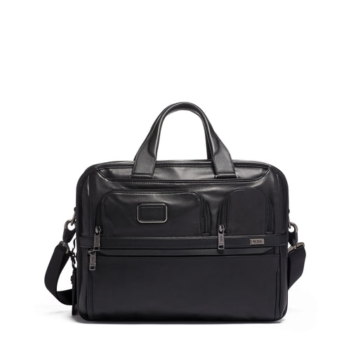Tumi Expandable Organizer Laptop Brief Leather 1173211041 Black Leather