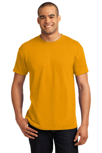 hanes ecosmart 50 50 cotton/poly t shirt 5170 gold