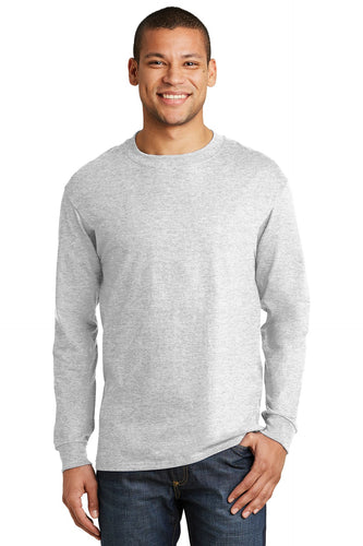hanes beefy cotton long sleeve t shirt 5186 ash