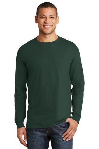 hanes beefy t cotton long sleeve t shirt 5186 deep forest