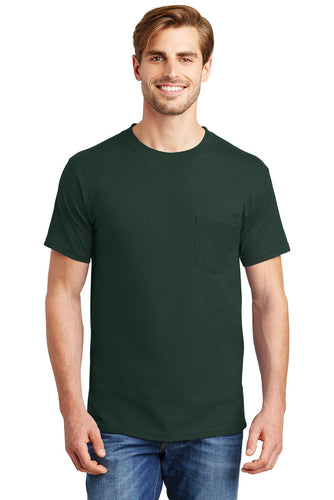 hanes beefy cotton t shirt with pocket 5190 deep forest