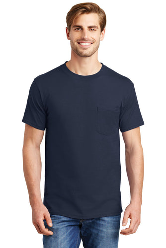 hanes beefy cotton t shirt with pocket 5190 navy