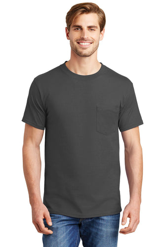 hanes beefy cotton t shirt with pocket 5190 smoke grey