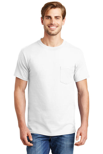 hanes beefy cotton t shirt with pocket 5190 white
