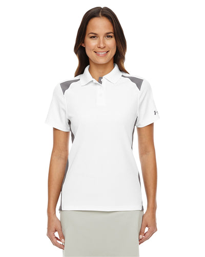 Under Armour White/ Graphite 1283975 company polo shirts embroidered