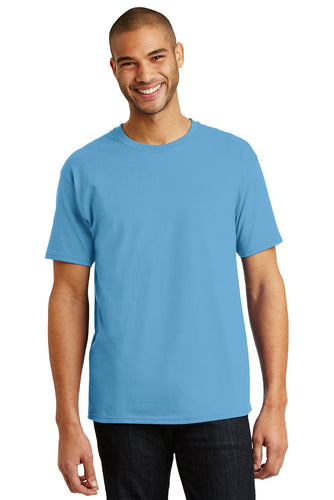 hanes tagless cotton t shirt 5250 aquatic blue