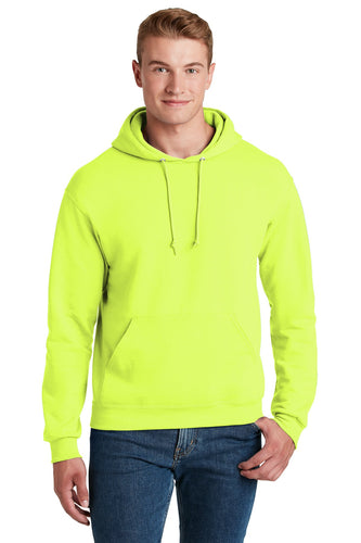 Jerzees Safety Green 996M sweatshirts with logo embroidery