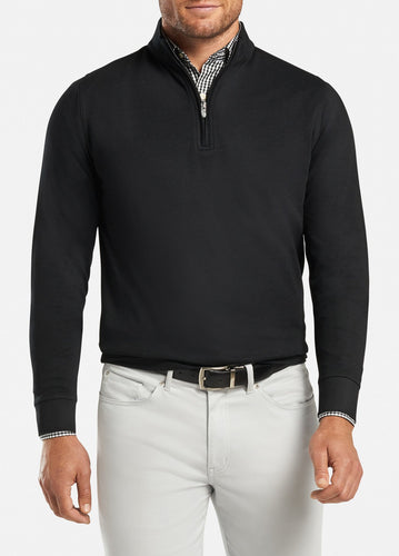 peter millar black ME0K40 crown comfort interlock quarter zip with custom logo pullovers
