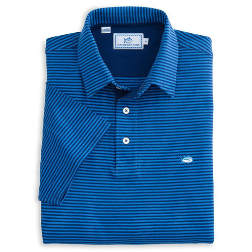 Southern Tide Men's Channel Marker Stripe Polo 1305 Meridian Blue