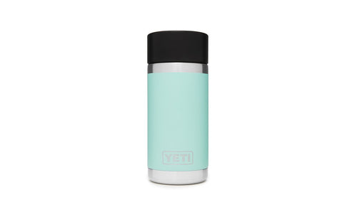 yeti rambler 12 oz bottle with hotshot cap seafoam