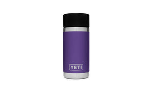yeti rambler 12 oz bottle with hotshot cap peak purple
