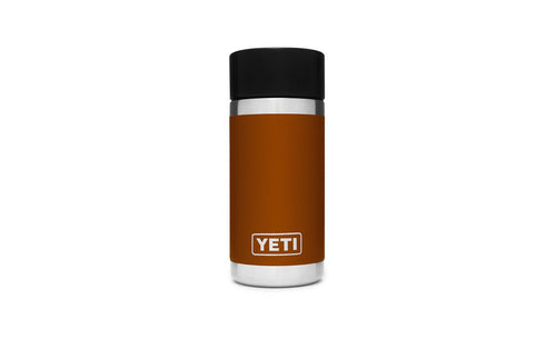 yeti rambler 12 oz bottle with hotshot cap clay