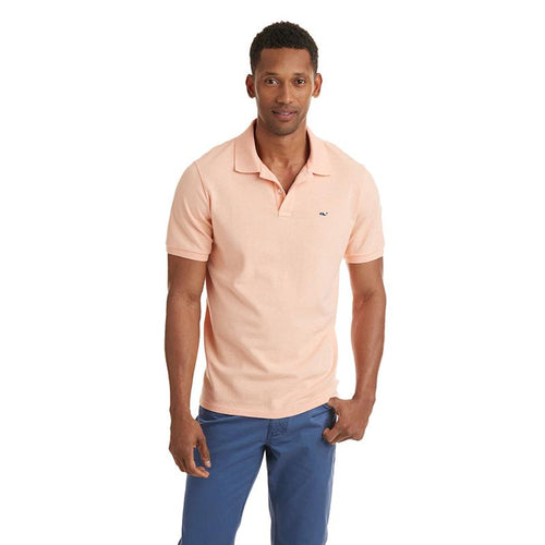 Vineyard Vines Men's Stretch Pique Heather Polo 1K2111 Peachy