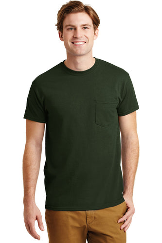 gildan dryblend cotton poly pocket t shirt 8300 forest green