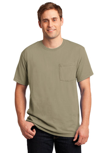 jerzees dri-power 50/50 cotton/poly pocket t-shirt 29mp khaki