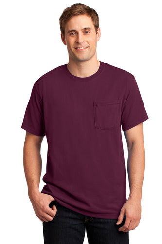 jerzees dri-power 50/50 cotton/poly pocket t-shirt 29mp maroon