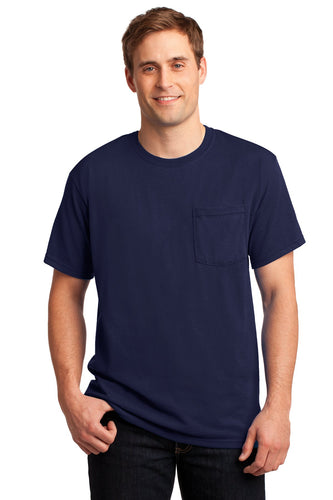 jerzees dri-power 50/50 cotton/poly pocket t-shirt 29mp navy