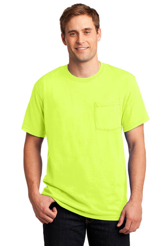 jerzees dri-power 50/50 cotton/poly pocket t-shirt 29mp safety green