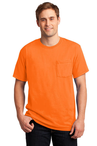 jerzees dri-power 50/50 cotton/poly pocket t-shirt 29mp safety orange